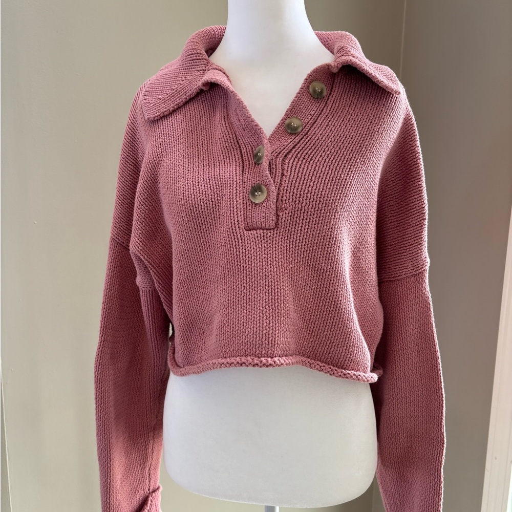 Show Me Your MuMu Pink Knit Collared Sweater